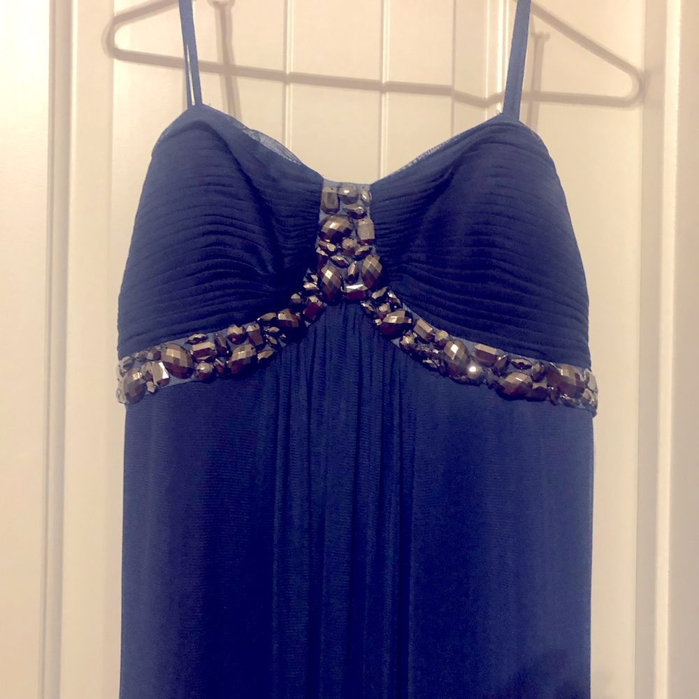 Navy blue formal ankle length dress petite